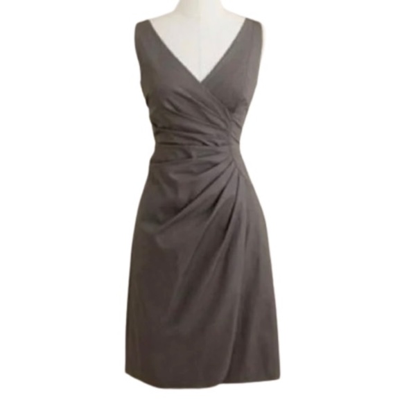 🌟New 2 JCREW Knot Front Sheath Dress Ramona Cotton Dark Formal Gray Short 42859 - Picture 1 of 3